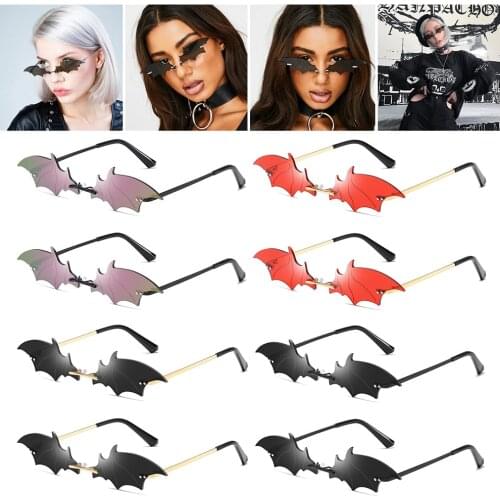 2020 Hot Retro Small Cat Eye Sunglasses Luxury New Rimless Punk Sun Glasses Bat Shape Unique Eyeglasses Sunglasses Women UV400