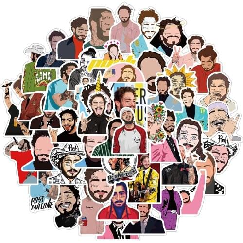 50PCS Post Malone Singer Graffiti Stickers Waterproof Skateboard Motorcycle Guitar Luggage Laptop Bicycle Funny Toys Sticker