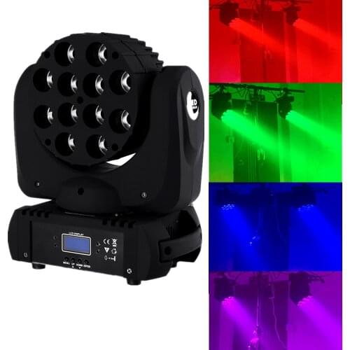 LED 12x12W Wash Moving Head Stage Light RGBW 4in1 Quad Lamp Advanced 9/16 DJ DMX Channels For Professional Stage Bar