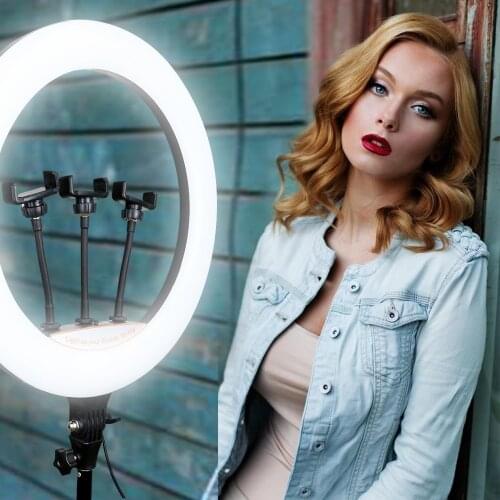 18 inch 45cm LED Selfie Ring Light Dimmable With Phone Holder Tripods Stand For Video Live Vlog Tiktok Photography Lighting Kits