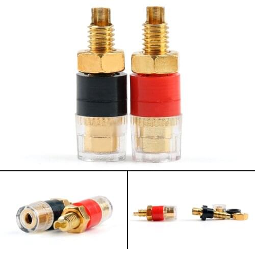 Artudatech 4 Pcs Copper Terminal Terminal For 4mm Banana Plug Jack Speaker Cable Amplifier