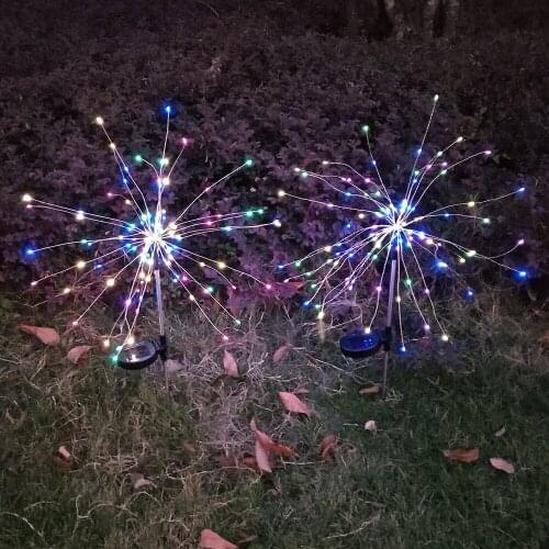 Solar Power Fireworks Lights Waterproof LED Outdoor String Fairy Lights for Garden Lawn Street Landscape Holiday Decoration Lamp