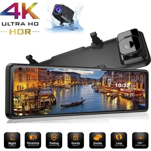 OLOPKY 12" Car DVR 4K 2560P Dash Cam Sony IMX335 Rear View Mirror GPS Camera Camera 1080P Rear camera Car Camera Video Recorder