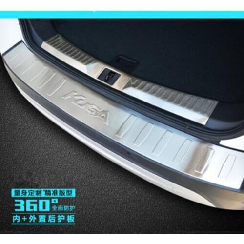 Stainless Steel Internal external Rear Bumper Protector Sill Trunk Tread Plate Trim Car styling for ford Kuga 2017-2019
