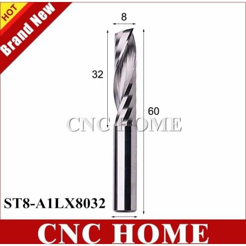 1pc 8mm Shank Solid Carbide Endmill Single One Flute Spiral Wood CNC Router Bits Woodworking Milling Cutter 8x32mm