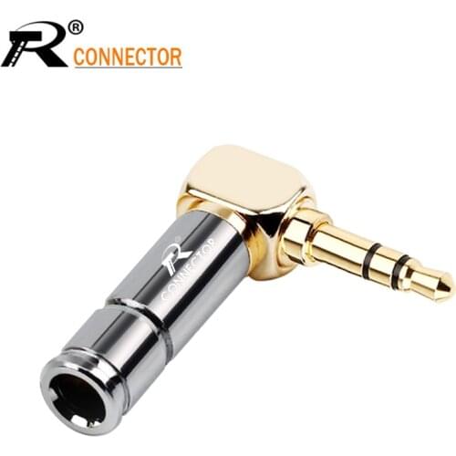 10pcs Jack 3.5mm Right Angle Earphone plug 3Pole Gold-plated Wire Connector Fit for 6mm Cable DIY Play Aluminum alloy tube