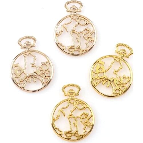 2PC/Set Cute Girl Fairy Tale Metal Hollow Frame Pendant Gold Charm Bezel Setting Cabochon Setting DIY UV Resin Charm 33x44mm