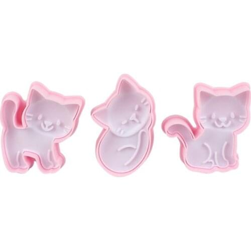 3Pcs/set Cute Cat Cookie Molds Fondant Cutter Biscuit Cutter Cake Pastry Mold De