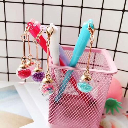 36 pcs/lot Glass ball Pendant Gel Pen Cute 0.5 mm Black Ink Signature pen office School writing Supplies Stationery gift