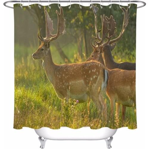 Antelope Jungle Shower Curtain Wild Animals Extra Long Bathroom Waterproof Mildew Resistant Polyester Fabric for Bathtub Decor