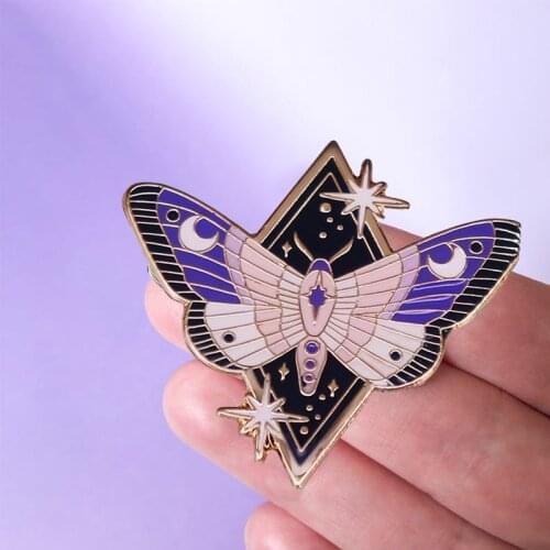Large Luna Moth Enamel Pin Celestial Stars Moon Badge Insect Lovers Beautiful Addition