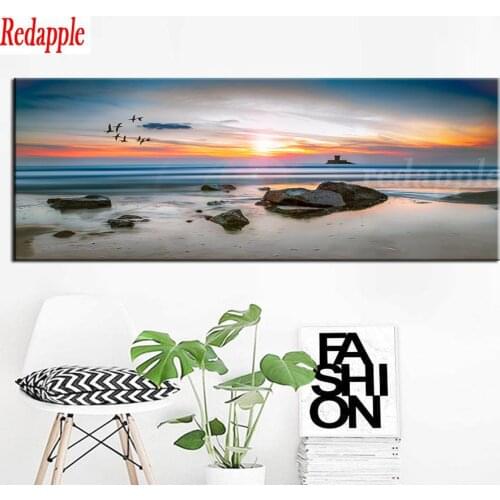 Large Landscape Decorative Painting Sunset Seascape Wall Art diamond embroidery Painting Beach Scenery Poster for Home Decor art