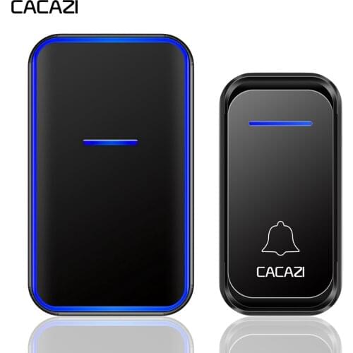 CACAZI Home Waterproof Wireless Doorbell 1 2 Button 1 2 Receiver 300M Remote Intelligent LED Light Door Bell Wireless Chime