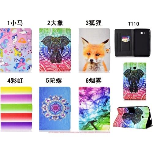 Flip Stand Soft TPU Leather Skin Shell Card Funda Capa Case Cover For Samsung Galaxy Tab 3 Lite 7.0 T110 T111 T113 T116 Coque