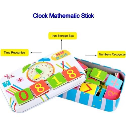 Kids Clock Mathematical Stick Magnetic Arithmetic Rods Wooden Math Educational Toy Time and Numbers Learning Children Gift