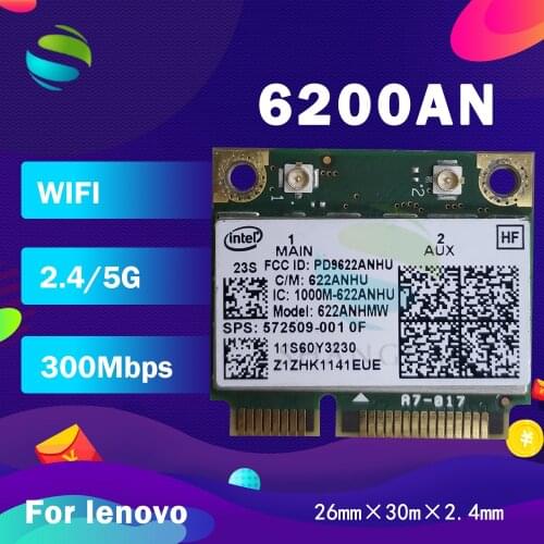 For intel Advanced-N 6200 6200AN 622AN 622ANHMW 6200AGN Half Mini PCIe 300M WLAN Card 60Y3230 60Y3231 for ThinkpadE420S E320