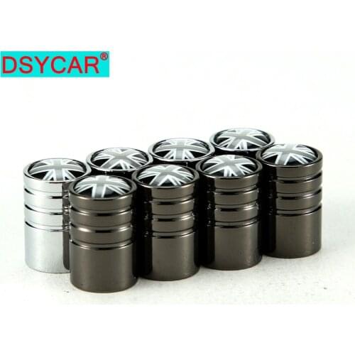 DSYCAR 4Pcs UK Flag Car Tires Wheel Valve Cap Bike Moto Tyre Rim Valve Caps Dust Cover Car Styling for Fiat Audi Ford Bmw VW Car