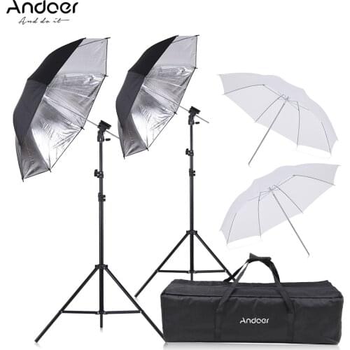 Andoer Camera Double Speedlight Flash Shoe Mount Swivel Soft Umbrella Kit