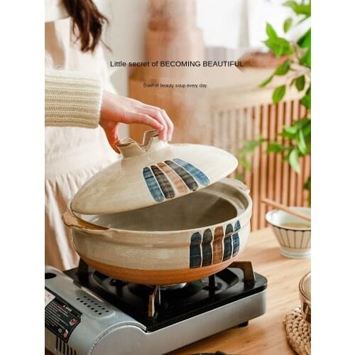 Japanese-Style Ceramic Casserole for Making Soup Stew Pot Gas Stove Special Stew Gas Soup Household Sand-Resistant Dry