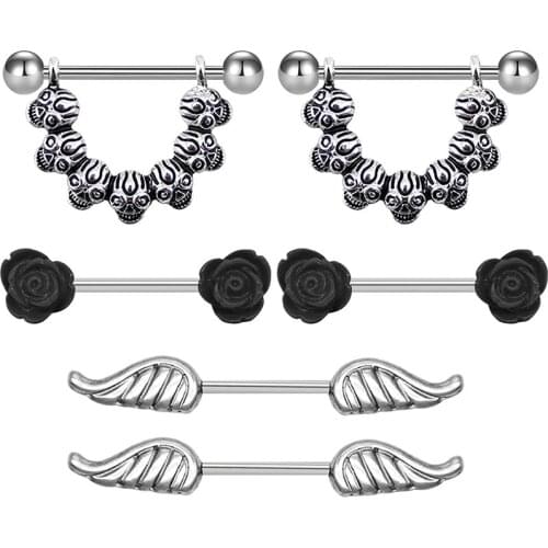 Nipple Rings Shields 316L Stainless Steel Octopus Nipple Piercing Nipple Bar Nipple Barbells Nipplerings 14G