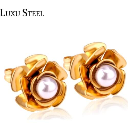 LUXUSTEEL Cute BabyGirl Flower Stud Earrings Accessories Stainless Steel Silver Color Earring Fashion Jewelry Brinco Gift