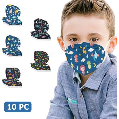 50pc Kawaii Protection Mask For Kids Child 5ply Filter Mask Dinosaur Print 3d Mouth Mask For Children Boys Girls Decoration