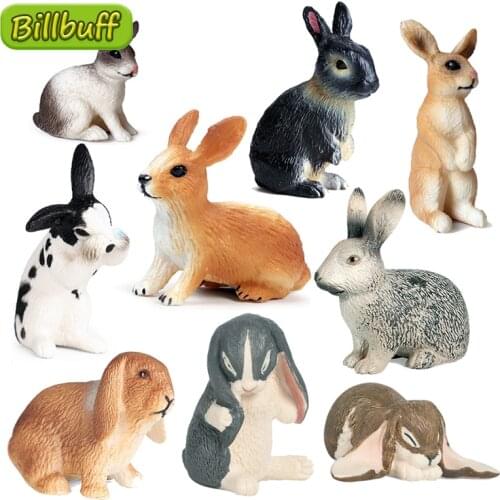 Hot Sale Mini Simulation Wild Pets Models Poultry Animals Rabbit Ornaments Kids Cognitive Educational Toy for children Kids Gift