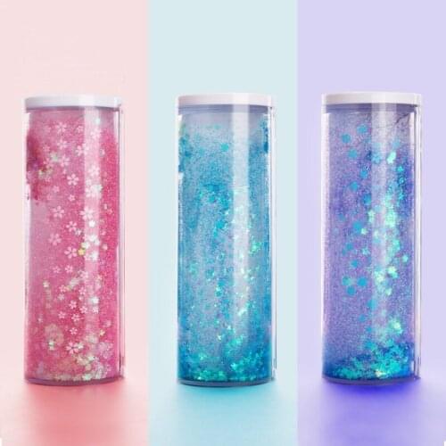 NBX Multifunctional Pencil Box Large Capacity Pencil Cases,Quicksand Translucent Cylindrical Pen Holder,Office school Stationery