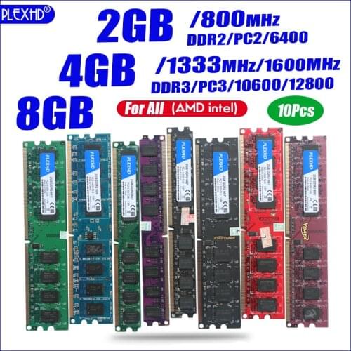 PLEXHD Desktop PC Memory RAM Memoria Module DDR2 800 PC2 6400 2GB 4GB 8GB Compatible 800MHz / 667MHz 1333MHz 1600MHz 10 PCS