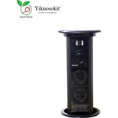 Israeli Sockets USB Plugs Port Bluetooth Speaker Black Tabletop Smart Hidden Power Electric Pop Up Desktop Outlet