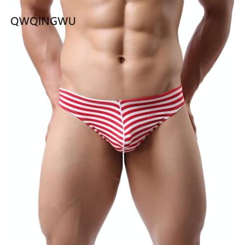 Men Underwear Sexy Low Rise Modal Stripe Shorts Bulge Pouch Soft Brief Comfortable Elastic in Summer Style Underwear Underpants