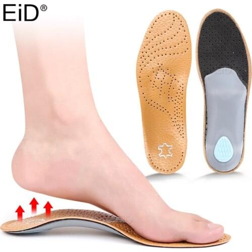 EiD Leather orthopedic shoes sole Insoles for Feet Arch Support O/X Leg corrected orthotic insole for feet men women Children