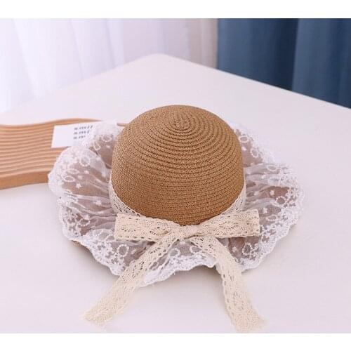 Lace Kids Panama Hats for Girls Straw Mother Baby Hat Summer Kids Sun Hat for Girls Beach Baby Girl Cap 1PC