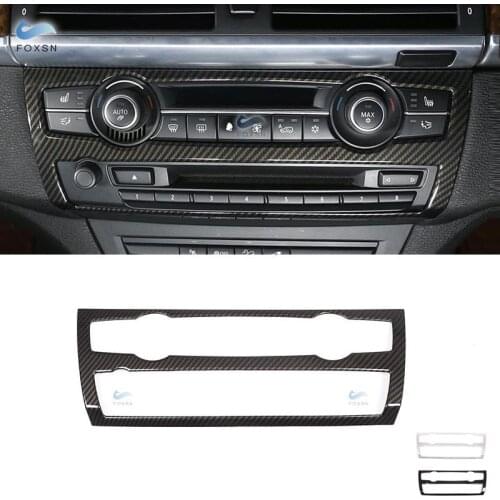 For BMW X5 X6 E70 E7 2007 - 2013 Car Carbon Fiber Style Interior Center Control Panel Air Condition Volume Knob Frame Cover Trim