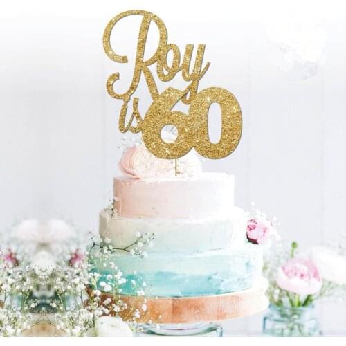 Personalised 60th cake topper custom glitter gold cake topper milestones birthday Party Decorations Wedding paty