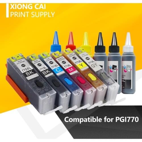 PGI770 CLI771 refillable full ink cartridges For canon MG5770 MG6870 TS5070 TS6070 TS8070 printer with chip