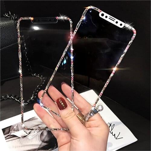 Luxury Diamond 9D protective glass For iphone XR XS MAX 11 12 Pro MAX 12 Mini screen protector For iPhone 6 6S 7 8 Plus glass
