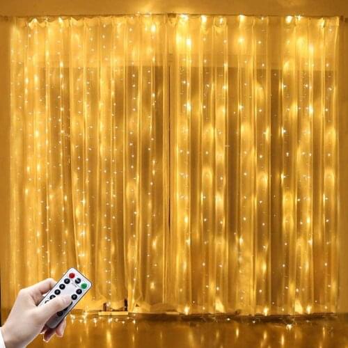 Fairy Curtain Light LED Remote Control USB Garland String Lights Lamp for Home Bedroom Window Holiday Christmas Party Decoration