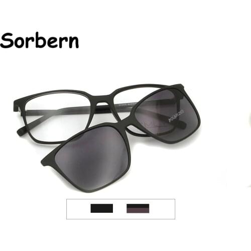 TR90 MenS Eyeglasses Frame Magnetic Clip On Sunglasses Men Polarized Black Glasses Women Eyewear Frames Square Gafas De Sol