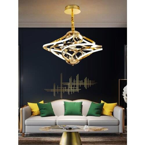 Postmodern living room chandelier simple dining room bedroom study porch light golden luxury wrought iron acrylic lamp