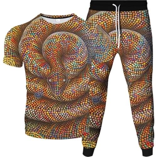 Holloween Men Women Punk Gothic Style Tracksuit Horror Animal Snake Print Clothes Suit Male T-Shirt+Trousers 2Pcs Sets Plus Size