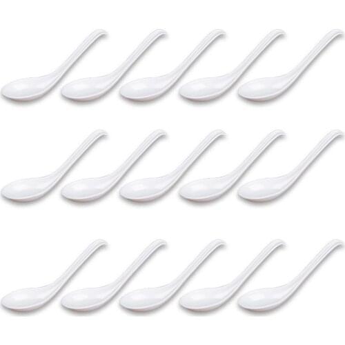 Soup Spoons,15Pcs Japanese Style Spoons Creative Rice Spoons Chinese Asian Soup Spoons with Long Handle for Restaurants