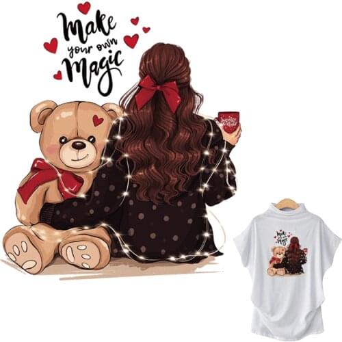 Girl Thermal Patches Hot Tear Diy T-Shirt Dresses Thermal Transfer New Design Iron On Patches Easy Print By Household Irons