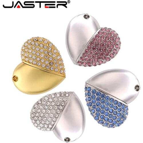 Fashion Jewelry Crystal Heart USB flash pen drive memory stick 4GB 8GB 16GB 32GB gifts for girl lover 100% real capacity