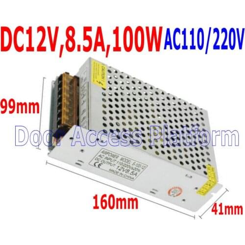 DC12V,8.5A Output 100W Access Controllers POWER SUPPLY With Voltage Input AC110/220V FOR DOOR ACCESS CONTROL SYSTEM Metal case