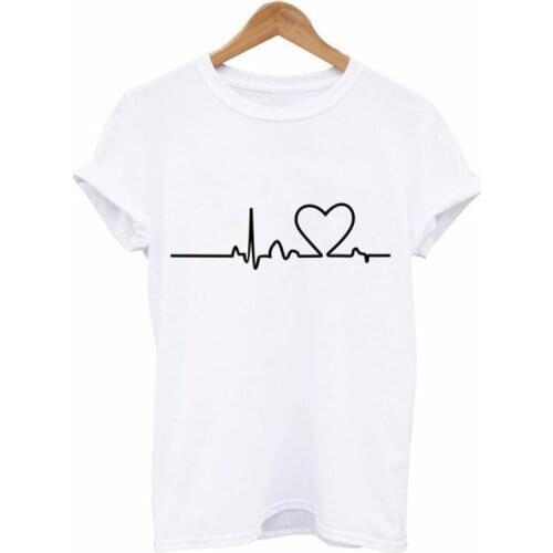 Casual Harajuku Love ECG Printed Women T-shirts Tops Tee Summer Autumn Winter Female T shirt Girl Streetwear Clothing