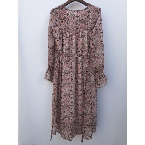 2021 New Arrive Women Long Printed Floral Midi Dress With Belt