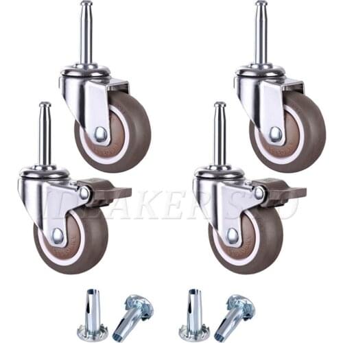1.5/2 Inch Furniture Swivel Caster Wheels With 38mm Stem, Crib Rubber Caster Wheels No Noise Wheel For Crib Office Desk Bookcase
