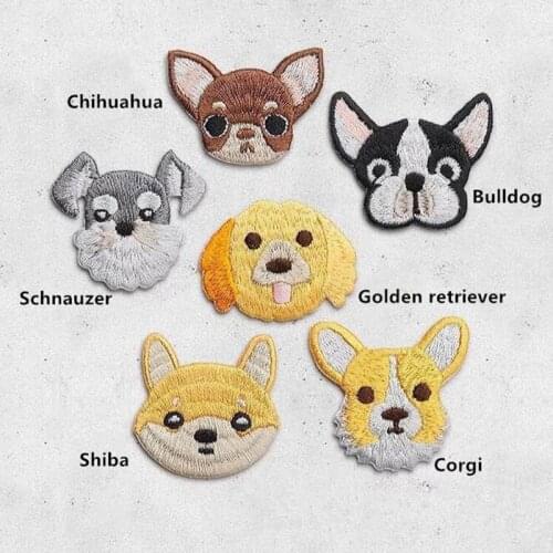 1PCS Small Cute Dog Head Patches for Kids Clothing with Adhesive Glue Iron On the Back Cartoon Chihuahua Patch