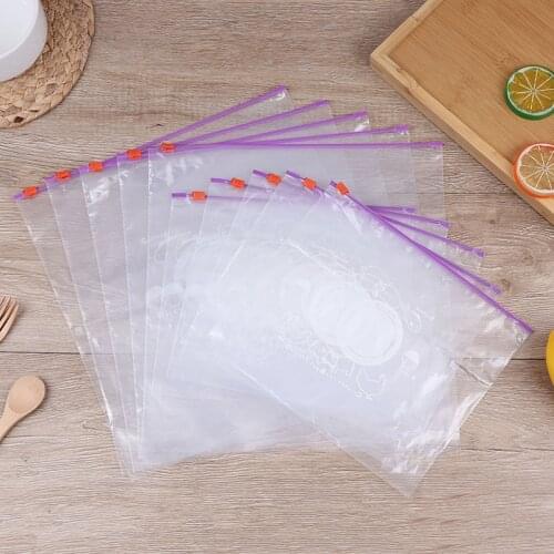 10Pcs PVC Fresh Keeping Bag For Vegetable Fruit Storage Kitchen Food Organization Tools Freezing Preservation Zipper Sealed Bags